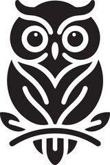Minimalist Black and White Owl Illustration for Designers