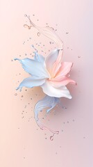 Pastel Pink Blue White Flower Wave Abstract Liquid Splash Design