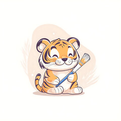 Cute Tiger Cub Painting.