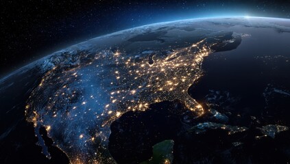 Earth view at night United States lights