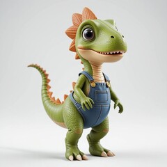 Lindo personaje de dinosaurio bebé con mono.