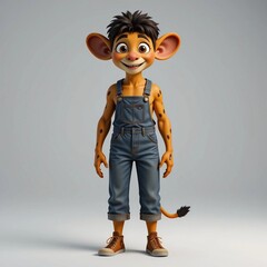 Lindo personaje de Savannah Cat con overol
