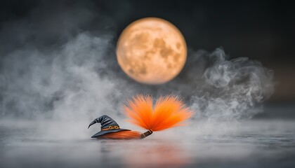 Halloween fishing lure with moonlit night.