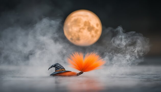 Halloween fishing lure with moonlit night.