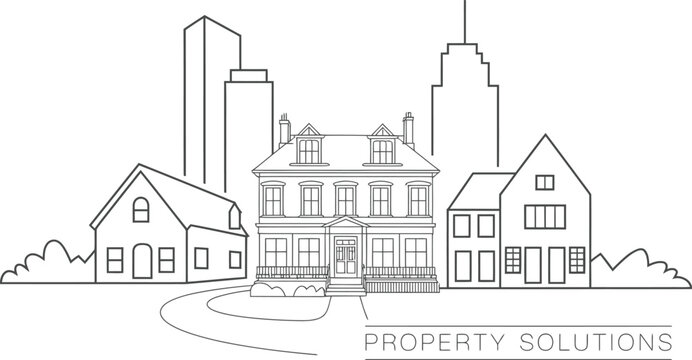 black and white houses and city skyline clip art preview