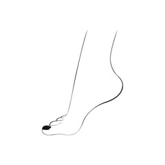 Profile View Line Art Drawing of a Human Foot with Toes