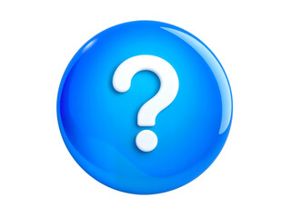 Naklejka premium Glossy light blue question mark icon, ideal for help, support, or FAQ-related designs. Generative AI