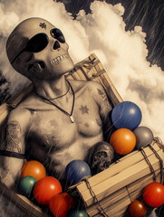 halloween background with skull and bones