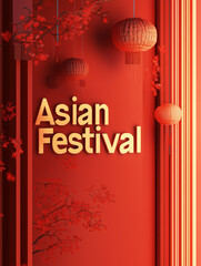 asian festival poster background, chinese, asian red