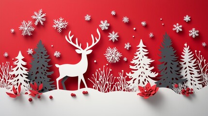 Paper cut Christmas collection with neatly spaced elements, perfect for holiday crafts and festive decorations