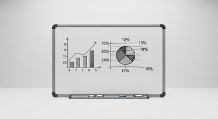 Data Visualization on Whiteboard Bar Graph, Pie Chart, Business Analytics, Marketing Strategy, Financial Report