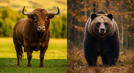 Fototapeta premium Bull and Bear: A Symbol of Market Forces