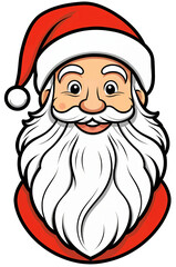 happy smiling santa claus cartoon comic illustration, face head with santa claus hat