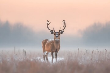 Majestic Deer in Winter Dawn.