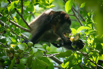 Howler monkey eating fruits