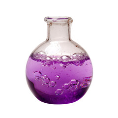 Purple liquid in glass flask isolated on transparent background