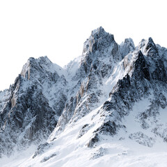 Obraz premium Snowy mountain range isolated on transparent background