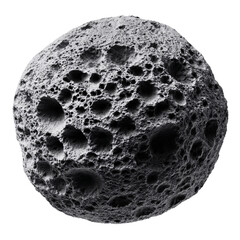 Cratered asteroid 3d render isolated on transparent background