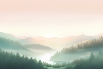 mountain landscape with fog