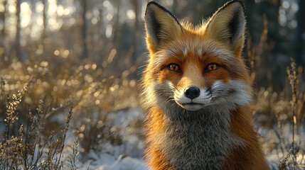 Fototapeta premium Red fox in winter forest