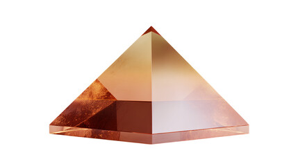 Fototapeta premium Amber glass pyramid shape isolated on transparent background