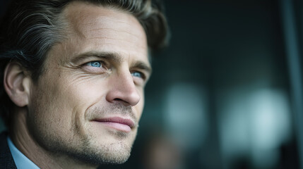 Obraz premium Confident businessman in formal attire, poised and professional. Leadership and success in the modern corporate world.