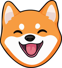 Happy shiba inu dog front view head sticker