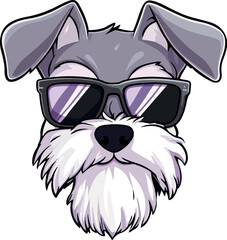 Schnauzer dog wearing sunglasses head sticker front view