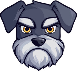 Angry schnauzer head front view illustration