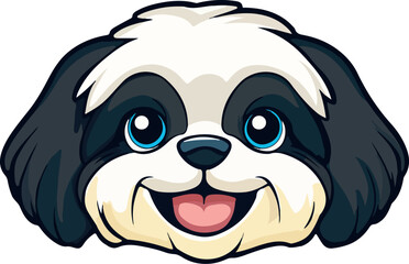Happy shihtzu dog front view head sticker