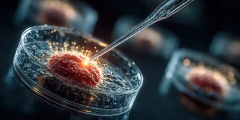 Close-Up of Petri Dishes and Pipette in Laboratory Setting