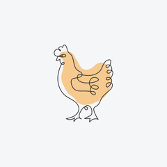 continuous line hand drawn design of hen