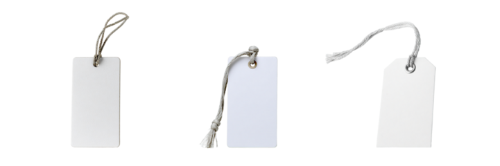 Set of white price tag isolated on a transparent background