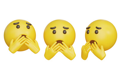 worried expression with his hand covering his mouth 3D Emoji Icon