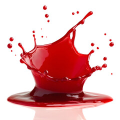 Vibrant red liquid splash resembling berry jam, syrup, juice, or punch, cut out