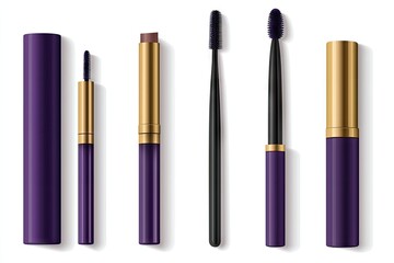 Obraz premium Collection of cosmetic containers in purple and gold.