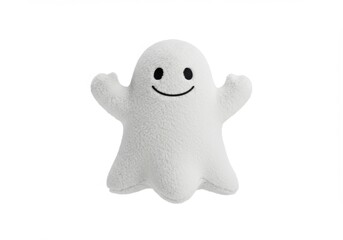 Obraz premium A plush toy ghost with a happy face isolated against a plain background