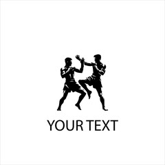 Muay Thai Fighters Vector – Two Men Fighting in Action Pose Isolated on White Background Martial Arts Combat Illustration