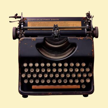 Vintage typewriter on display animation isolated asset, transparent 4K video, alpha channel, ProRes 4444