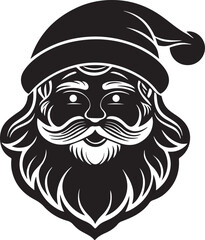 Obraz premium christmas santa head clipart, christmas santa head silhouette, christmas santa head vector illustration black and white