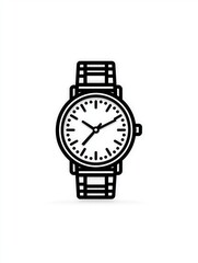 Minimalistic Black Line Drawing of a Classic Analog Wristwatch - Stylish Timepiece with Chic Design for Fashionable Accessories and Time Management