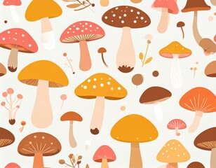 Whimsical Mushroom Pattern Design