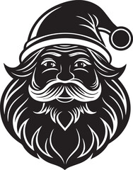 Obraz premium christmas santa head clipart, christmas santa head silhouette, christmas santa head vector illustration black and white