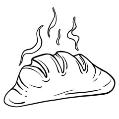 Hot Bread Food Bakery Snack Hand Drawn Line Illustration 