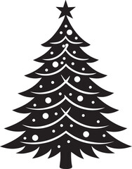 Obraz premium christmas tree vector clipart, christmas tree silhouette vector icon, christmas tree vector illustration black and white
