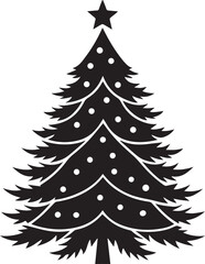 Obraz premium christmas tree vector clipart, christmas tree silhouette vector icon, christmas tree vector illustration black and white