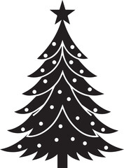 Obraz premium christmas tree vector clipart, christmas tree silhouette vector icon, christmas tree vector illustration black and white