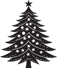 Obraz premium christmas tree vector clipart, christmas tree silhouette vector icon, christmas tree vector illustration black and white