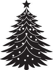 Obraz premium christmas tree vector clipart, christmas tree silhouette vector icon, christmas tree vector illustration black and white