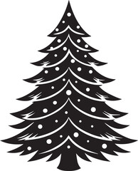 Obraz premium christmas tree vector clipart, christmas tree silhouette vector icon, christmas tree vector illustration black and white